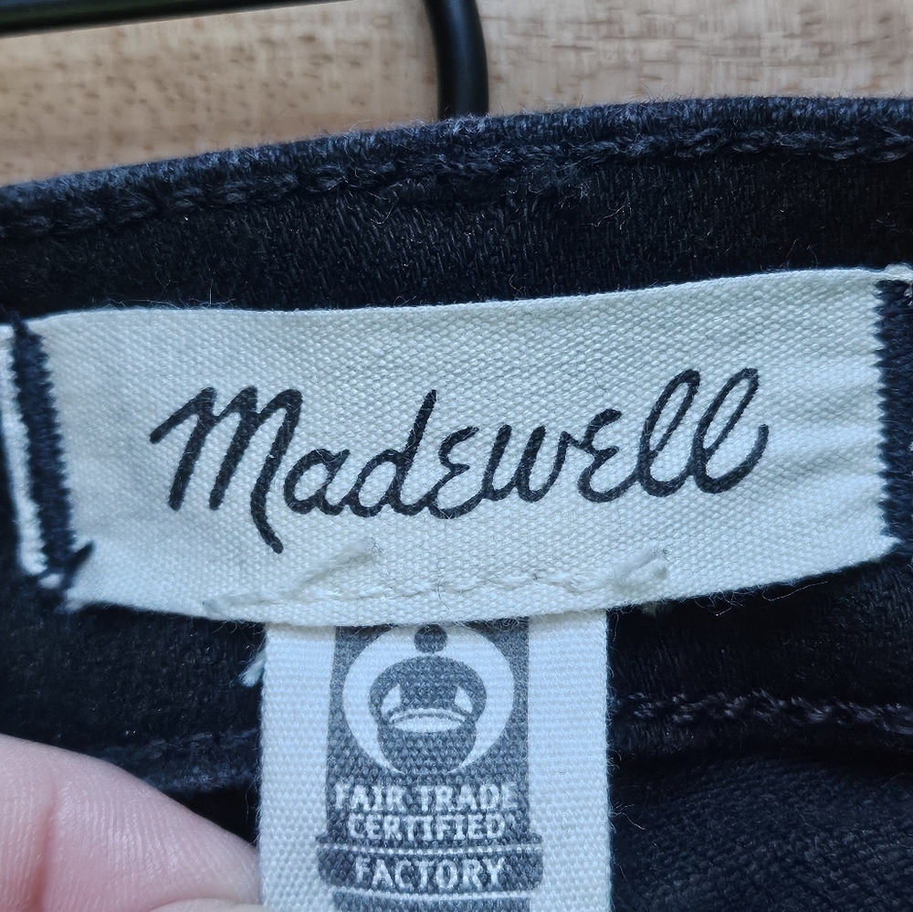 Madewell Mid Rise Kick Out Jeans 27 Black Cropped Bootcut Stretch Denim - Picture 9 of 14